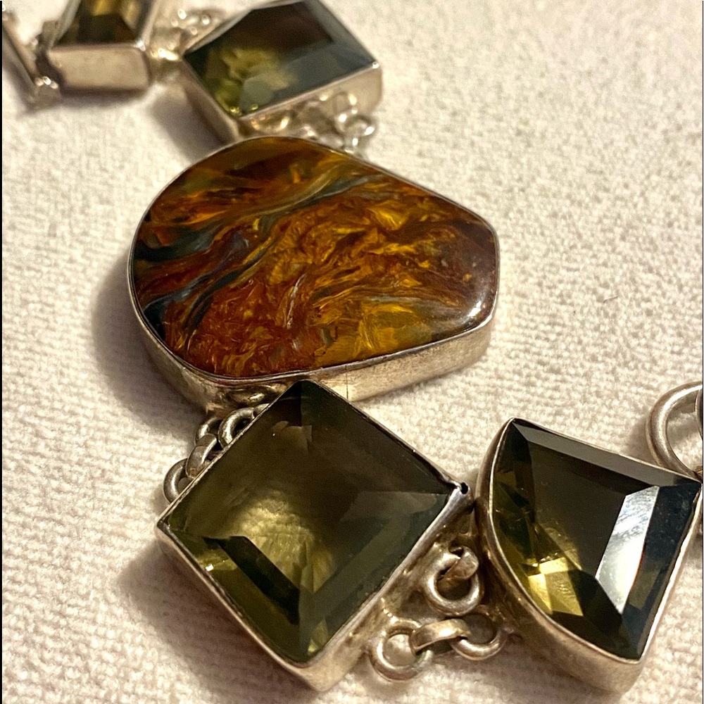 Stones in silver bracelet
